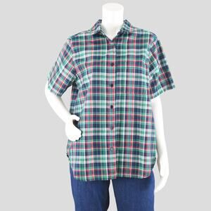 Vintage 80s Alfred Dunner Plaid Button Down Shirt Women's Petite 14
